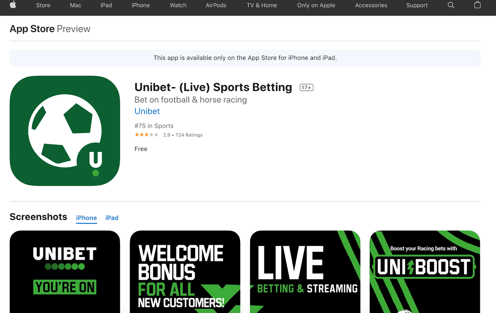 Unibet Sportsbook Mobile App For iOS