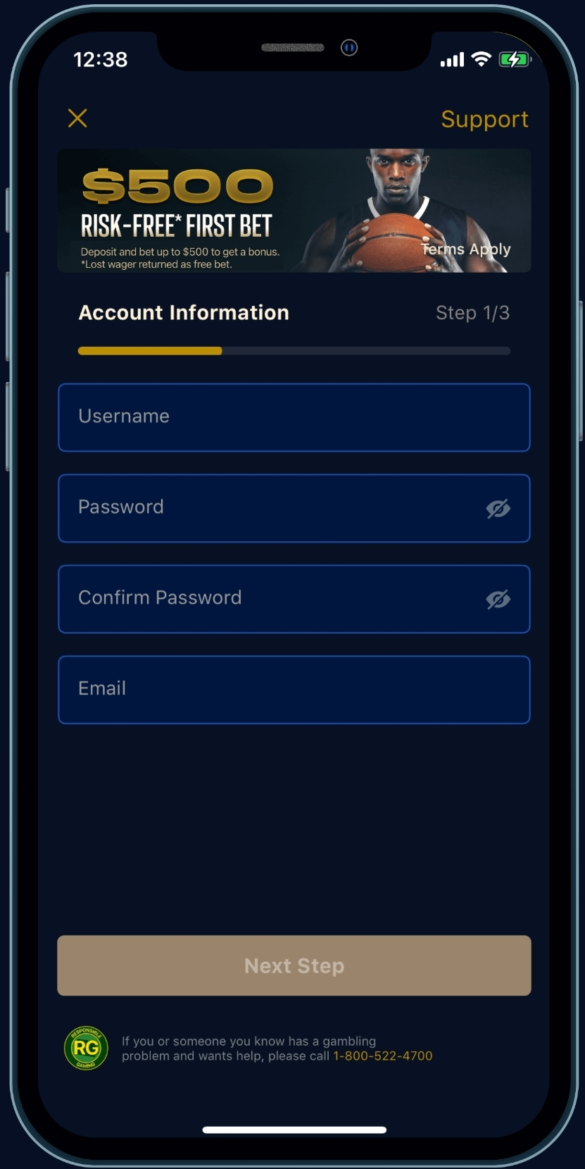 Username/Password at WynnBet
